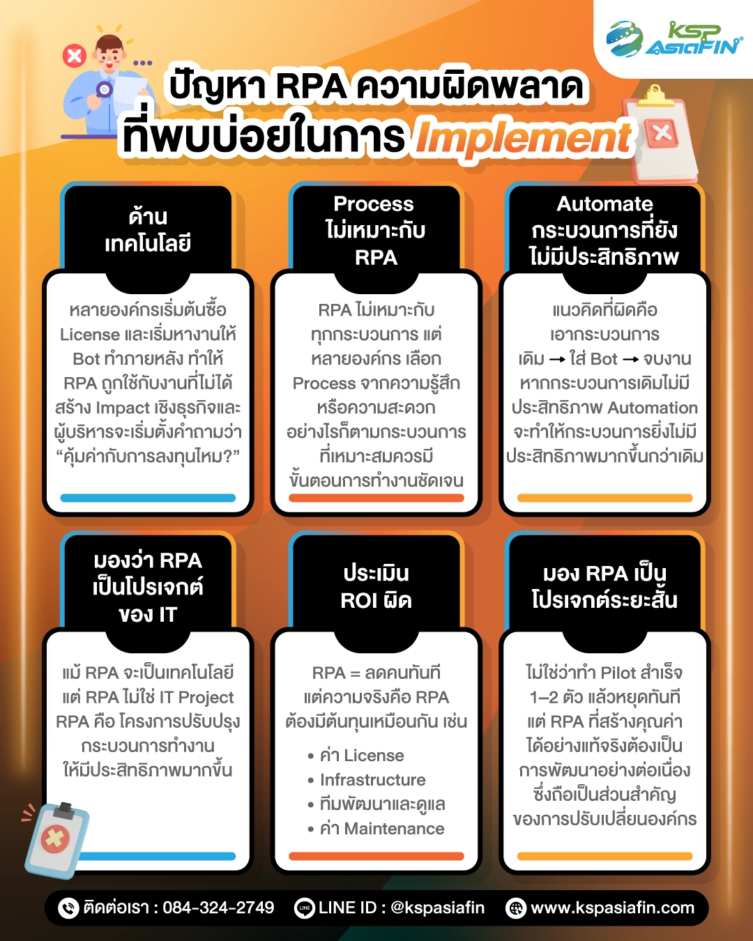 อินโฟกราฟิก 6 ข้อผิดพลาดตอน Implement RPA